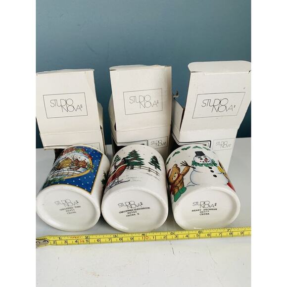 (3) Vintage Votives Studio Nova Candleholders Christmas Town Snowman New NIB - Picture 6 of 11